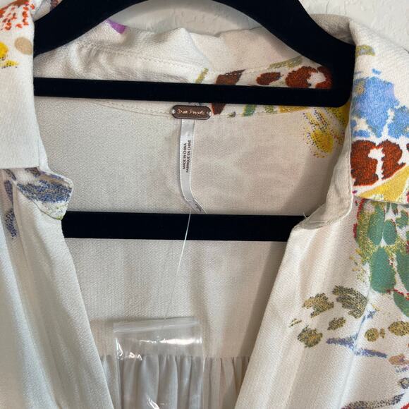 Free People Field Of Butterflies Tunic in Ivory Hi-Low Swing Style - Size S - Picture 5 of 7